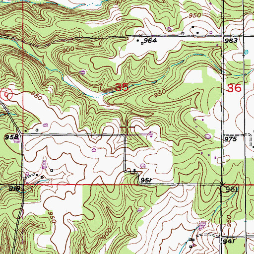 Topographic Map of Dexter Smith Cemetery, MO