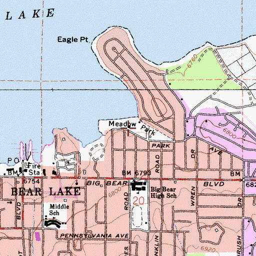 Topographic Map of Meadow Park, CA