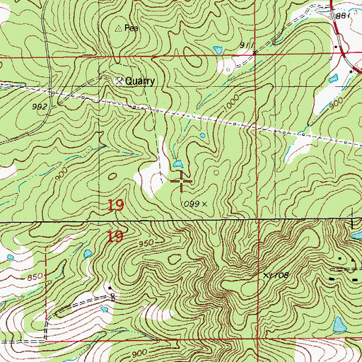 Topographic Map of Hazzard Cemetery, MO