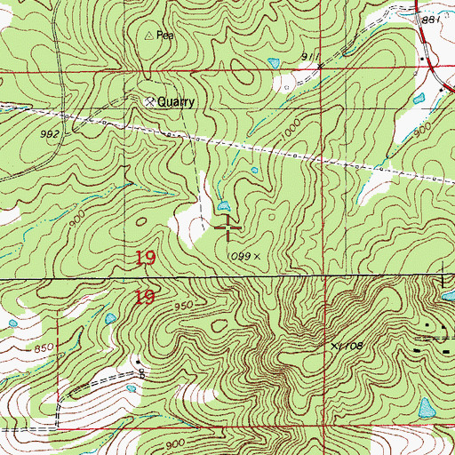 Topographic Map of Hazzard Cemetery, MO