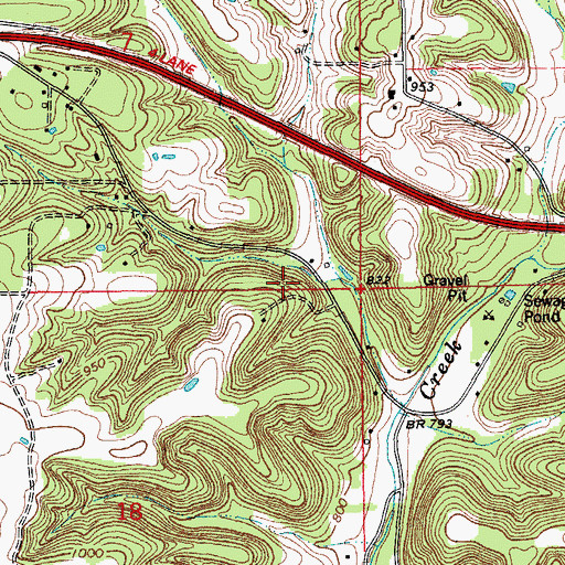 Topographic Map of Butledge Cemetery, MO