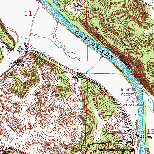 Topographic Map of Duncan Cemetery, MO