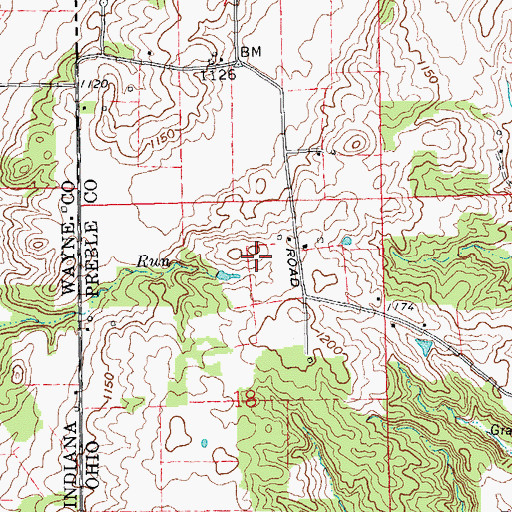 Topographic Map of Halderman Farms, OH