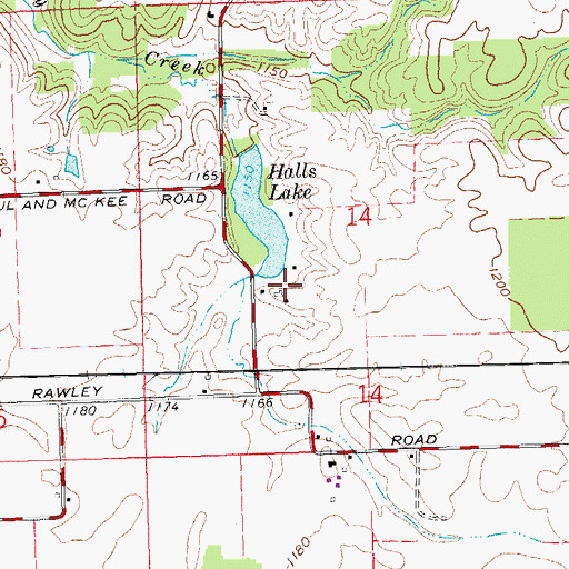 Topographic Map of Vanzant Farms, OH