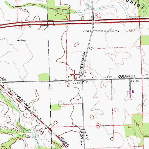 Topographic Map of Lee Farms, OH