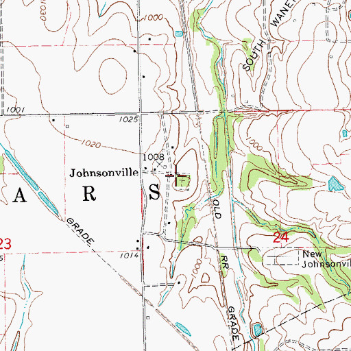 Topographic Map of Old Johnsonville Cemetery, OK