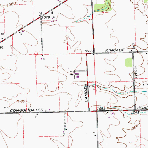 Topographic Map of Brubaker Farms, OH