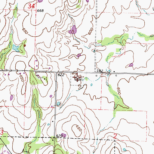 Topographic Map of Barber Cemetery, OK