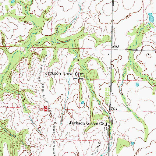 Topographic Map of Jackson Cemetery, OK