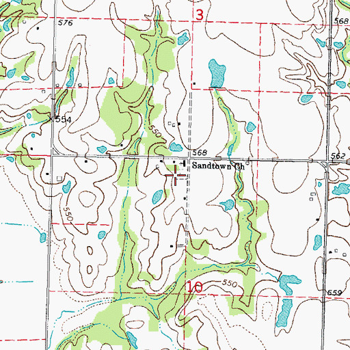 Topographic Map of Sandtown Cemetery, OK
