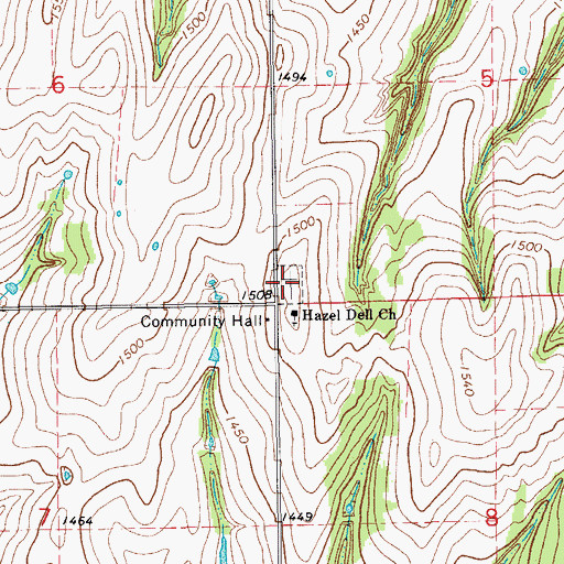 Topographic Map of Hazel Dell Cemetery, OK