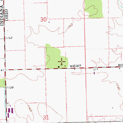Topographic Map of Deaton Farms, OH
