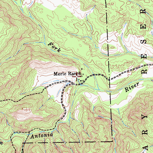Topographic Map of Merle Ranch, CA