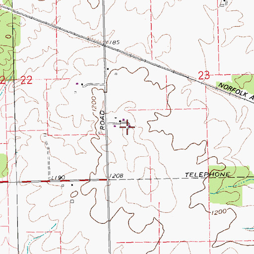Topographic Map of Miller Farms, OH