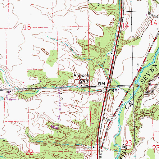 Topographic Map of Antioch Springs Farm, OH