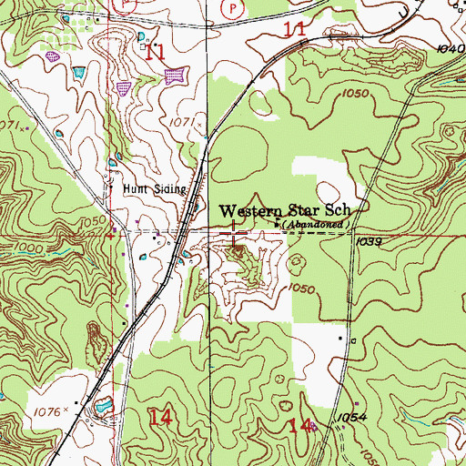 Topographic Map of Cook Western Star Cemetery, MO