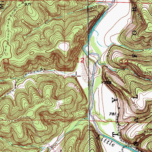 Topographic Map of Yowell Cemetery, MO