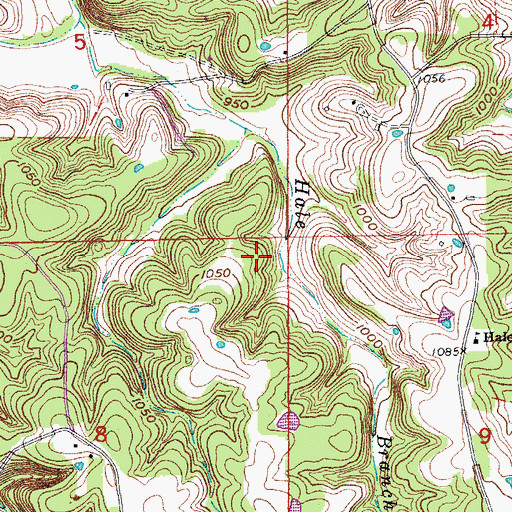 Topographic Map of Greig Hale Cemetery, MO