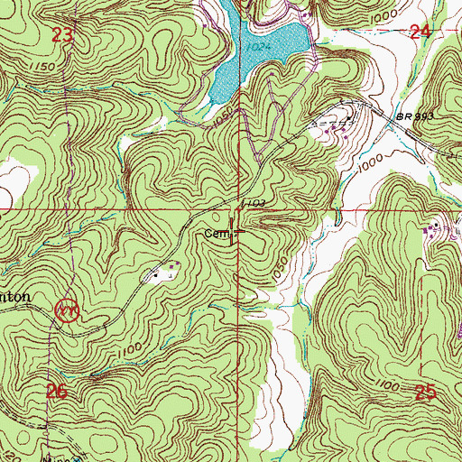 Topographic Map of Grubb Andrew Cemetery, MO