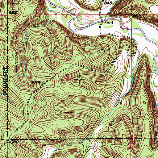 Topographic Map of George Lane Cemetery, MO