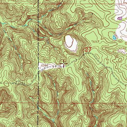Topographic Map of Boulware Cemetery, MO