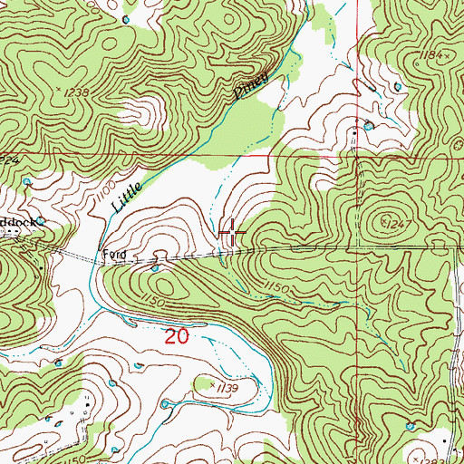 Topographic Map of Craddock Cemetery, MO