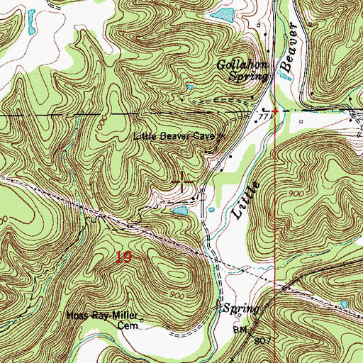 Topographic Map of Joshau Light Cemetery, MO