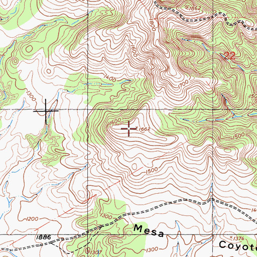 Topographic Map of Mesa Coyote, CA