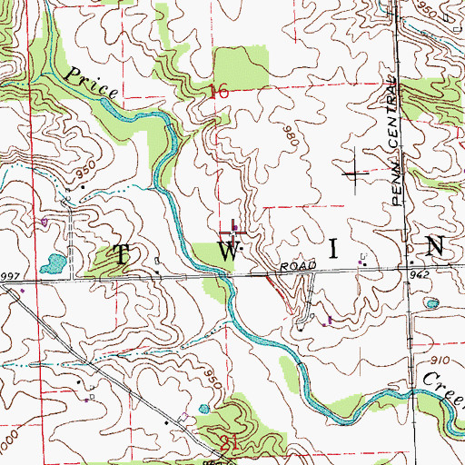 Topographic Map of Odiam Farms, OH