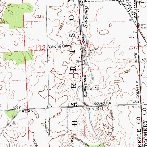 Topographic Map of Dyers Farm, OH