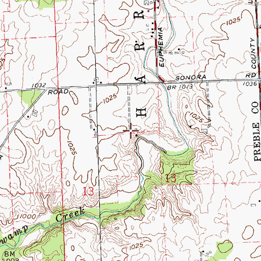 Topographic Map of Jif Farms, OH