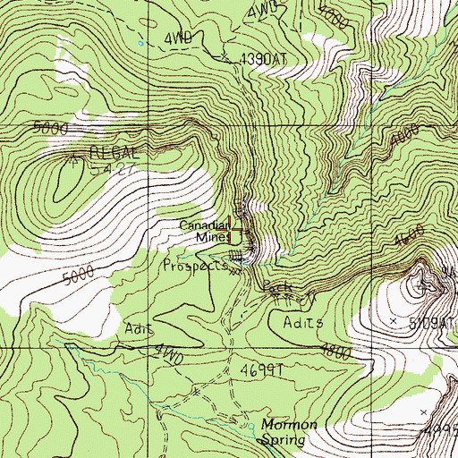 Topographic Map of Canadian Mines, AZ