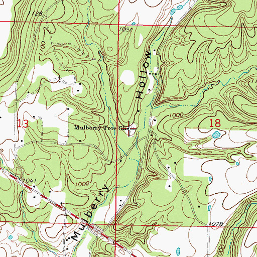 Topographic Map of Mulberry Tree Cemetery, OK