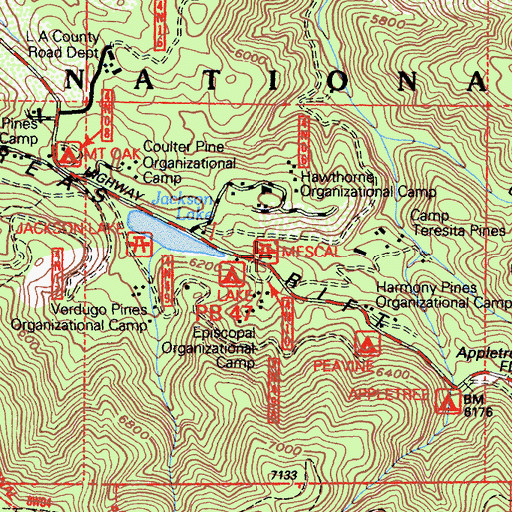 Topographic Map of Mescal Campground, CA