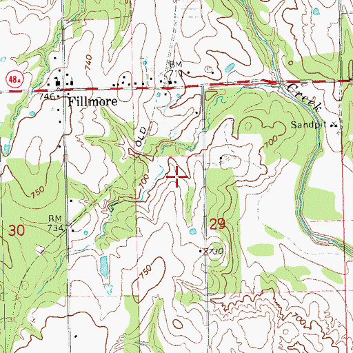 Topographic Map of Hollow Spring Cemetery, OK