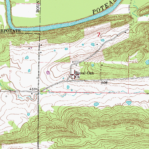 Topographic Map of Royal Oak Cemetery, OK