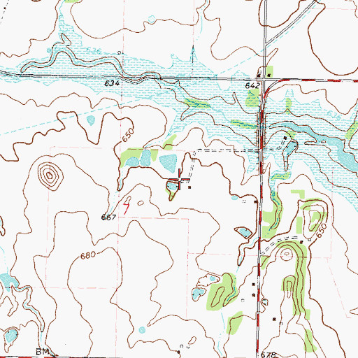 Topographic Map of Cole Cemetery, OK