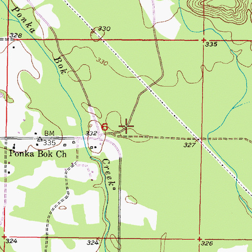 Topographic Map of Panki Bok Cemetery, OK