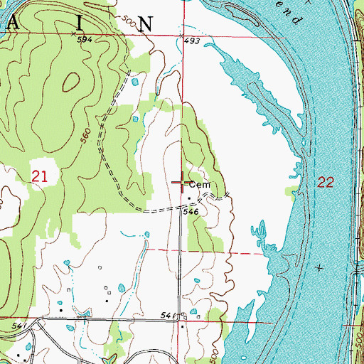 Topographic Map of Brewer Cemetery, OK
