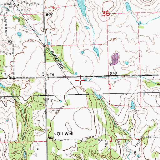 Topographic Map of Foster Cemetery, OK