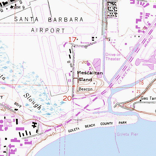 Topographic Map of Mescalitan Island, CA