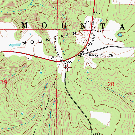 Topographic Map of Rocky Point Cemetery, OK