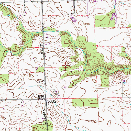 Topographic Map of Bills Farm, OH