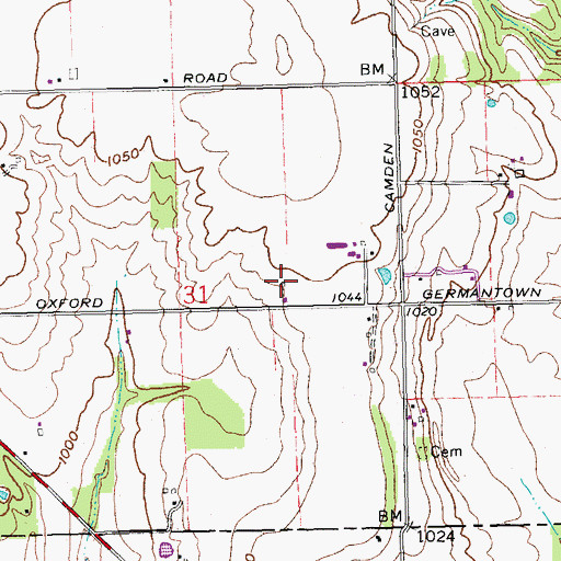 Topographic Map of McQuiston Farms, OH
