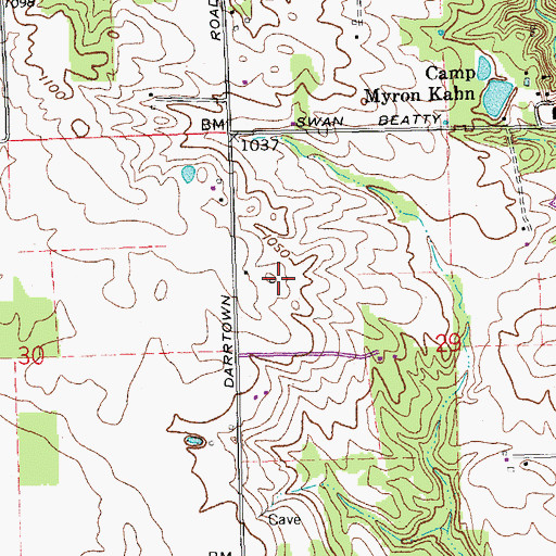 Topographic Map of Vest Farm, OH