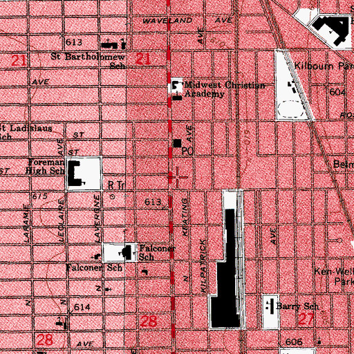 Topographic Map of Belpark Theatre (historical), IL