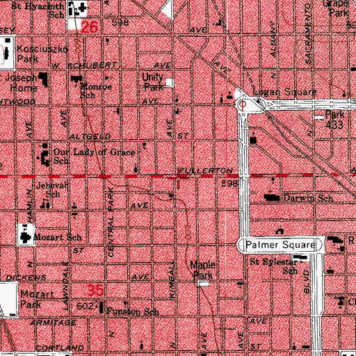 Topographic Map of Avon Theatre (historical), IL