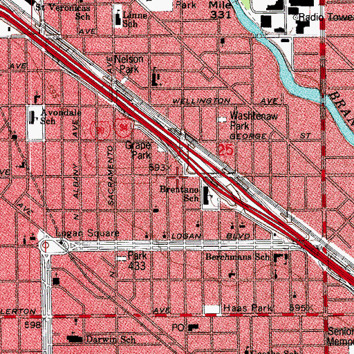 Topographic Map of Avaloe Theater (historical), IL