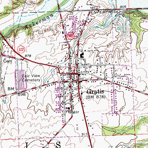 Topographic Map of Marion Lawrence Memorial Library, OH