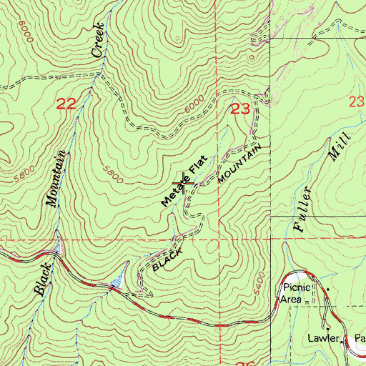 Topographic Map of Metate Flat, CA